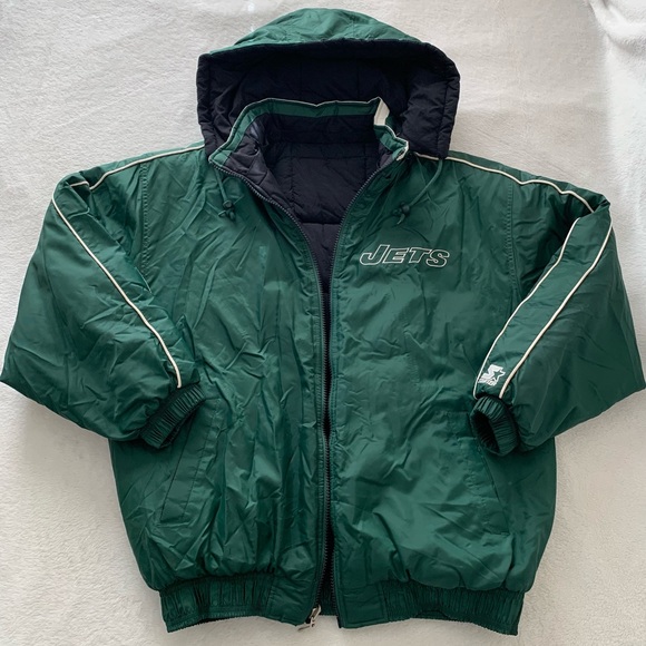 Vintage Reversible Starter Puffer Jacket New York Jets Size L - Picture 2 of 9